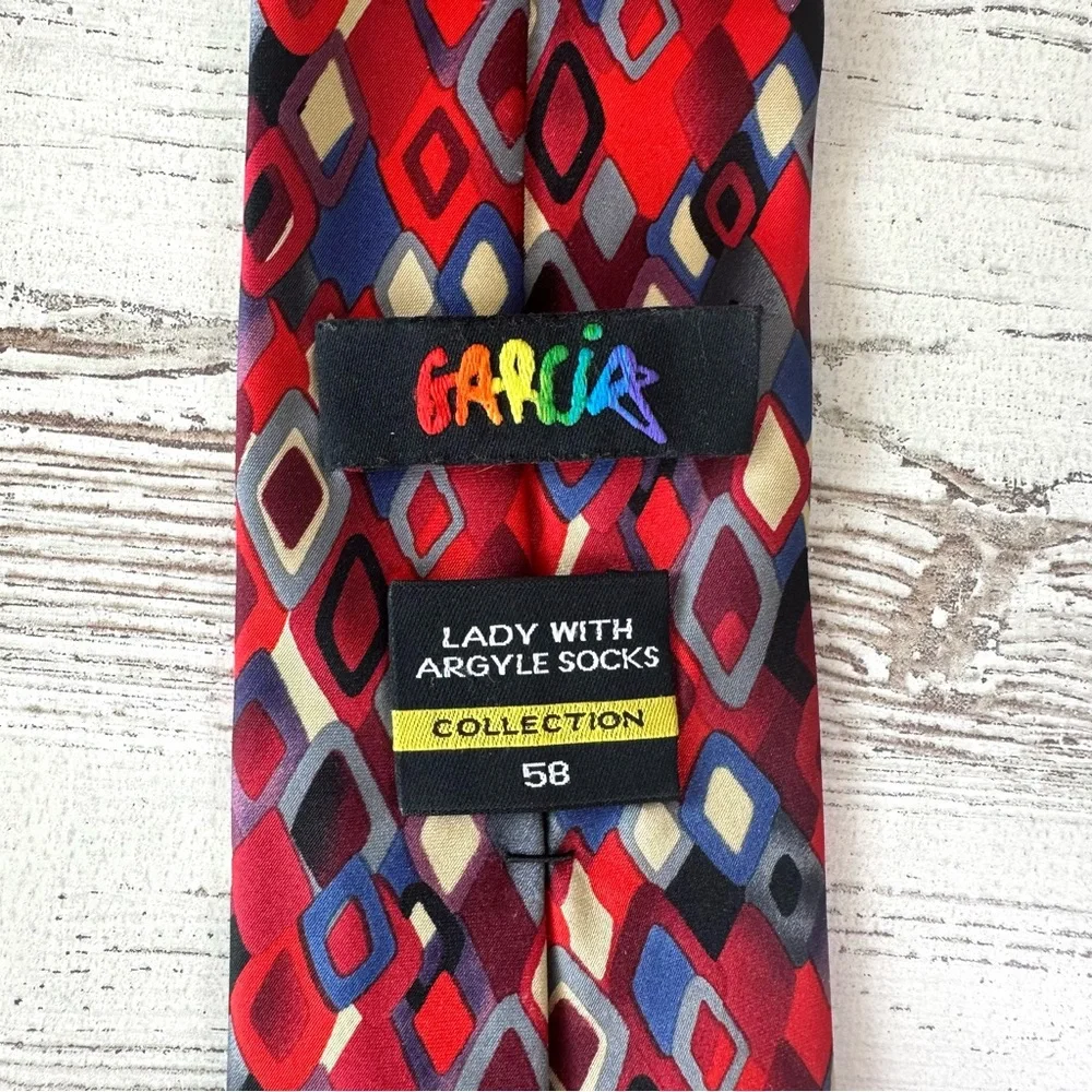 GARCIA Lady with Argyle Socks Collection 58 Tie Red Blue Tan Purple Black
